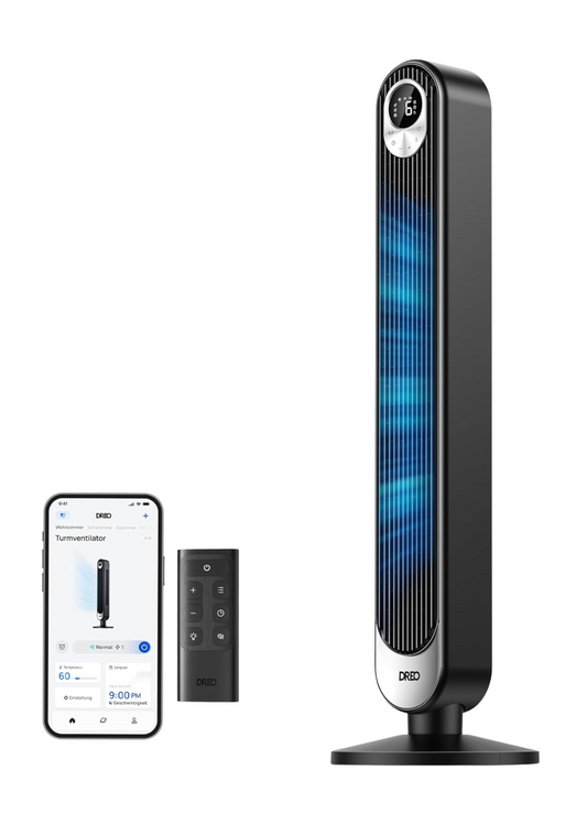 Dreo Ventilateur Colonne Silencieux – WiFi, Alexa, oscillation 120°, 12 vitesses, télécommande- par Clairir